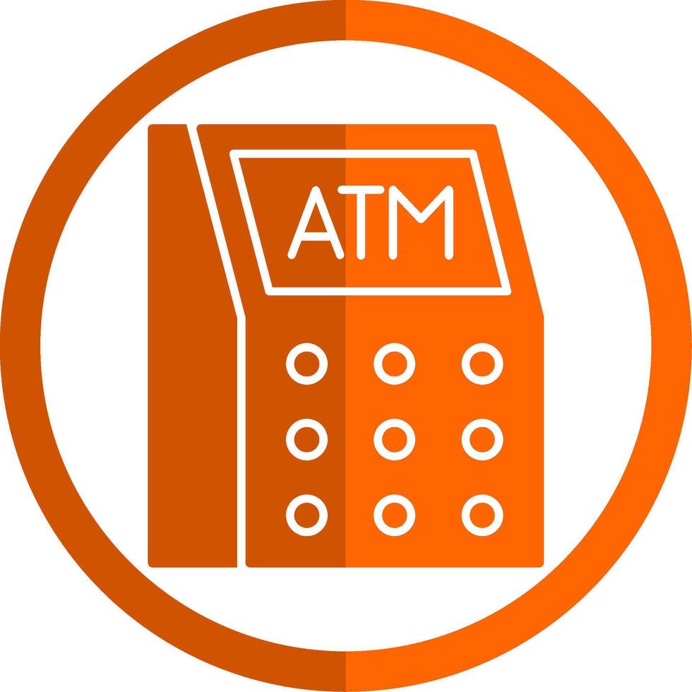 Atm Machine Glyph Orange Circle Icon vector