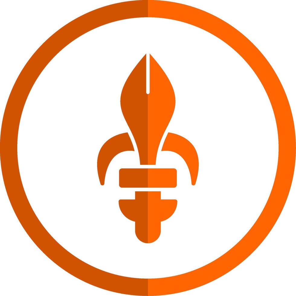 Fleur de lis Glyph Orange Circle Icon vector