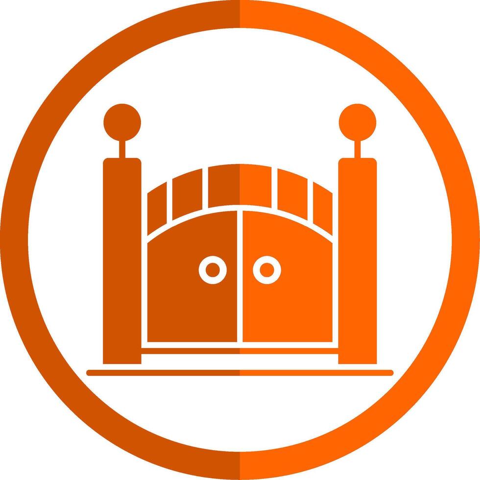 portón glifo naranja circulo icono vector