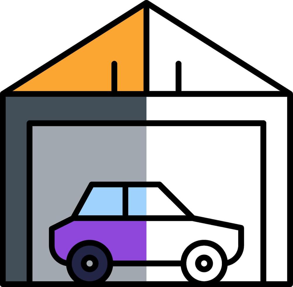 Garage Filled Half Cut Icon vector