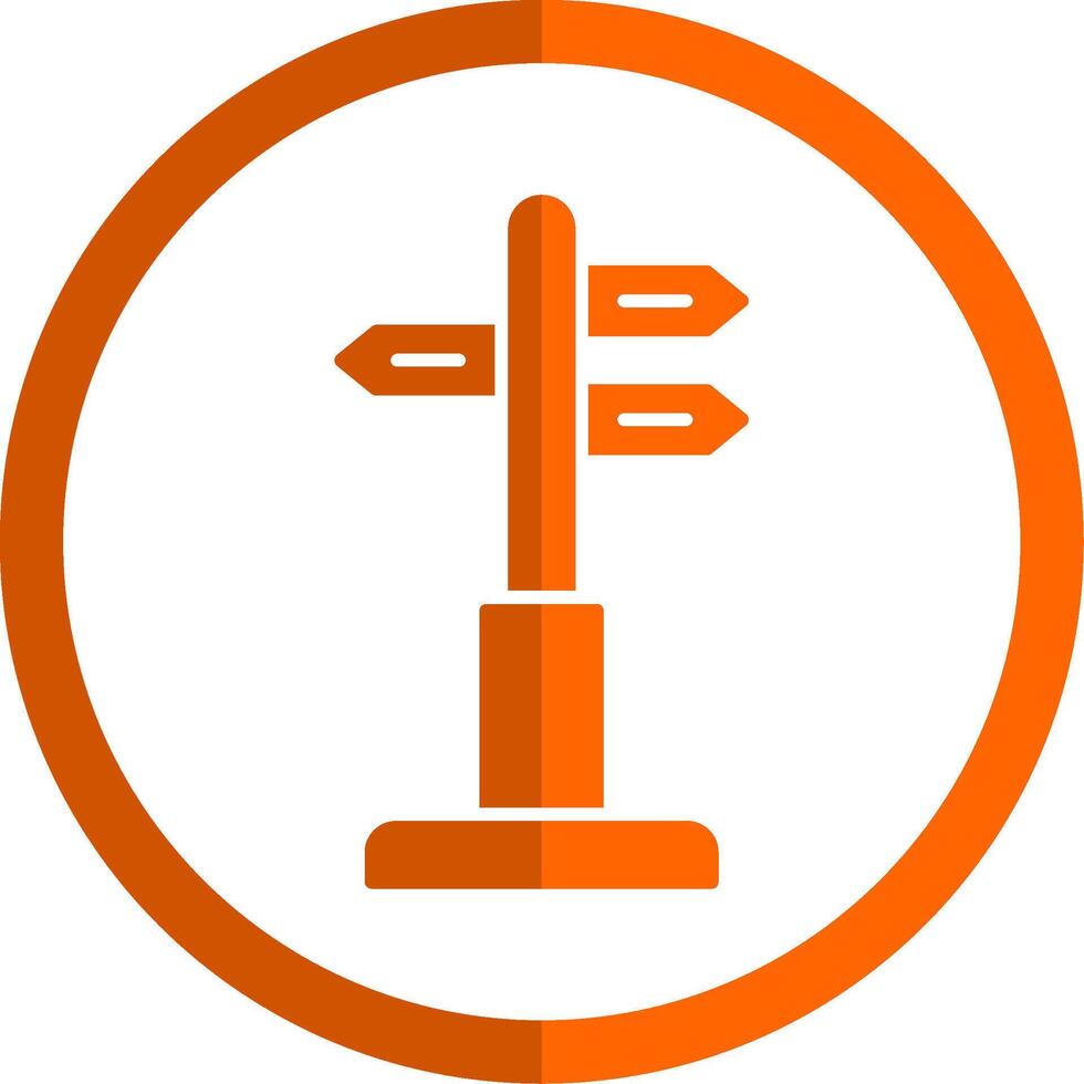 Directional Sign Glyph Orange Circle Icon vector