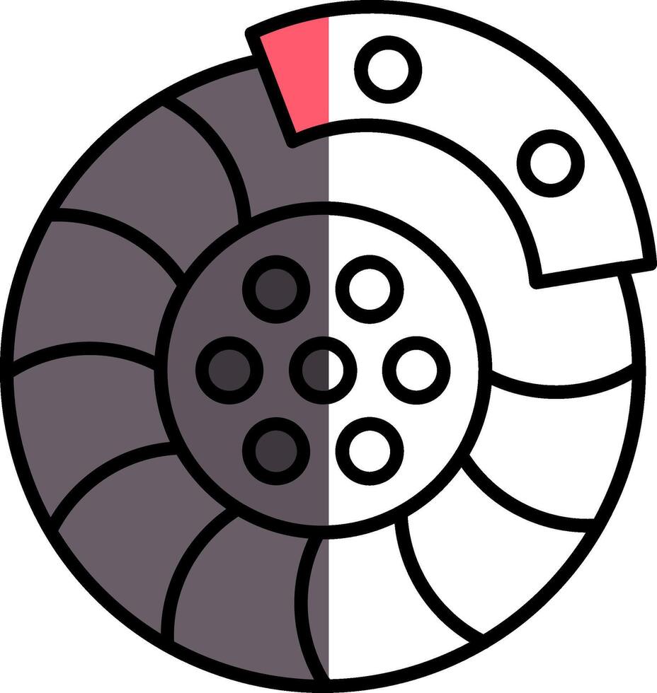 Brake Disk Filled Half Cut Icon vector