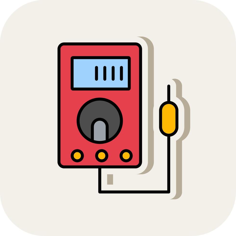 voltímetro línea lleno blanco sombra icono vector