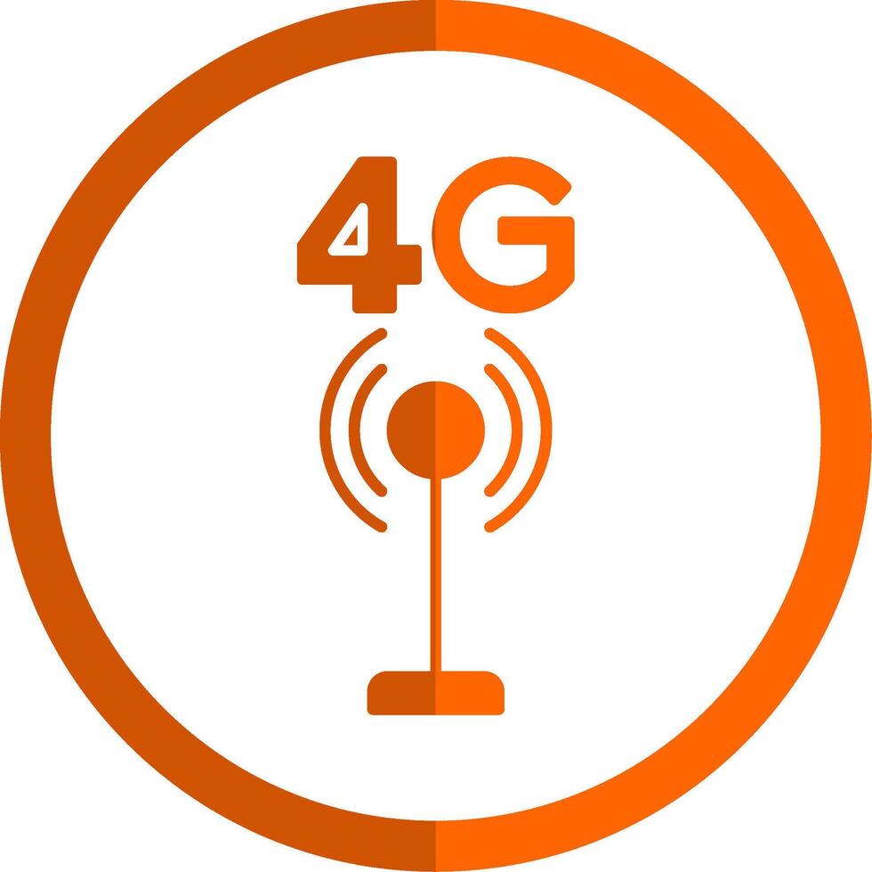 4G Glyph Orange Circle Icon vector