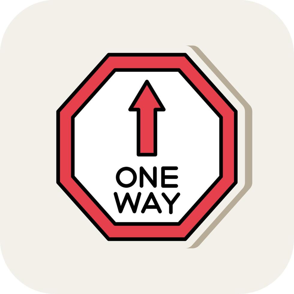 One Way Line Filled White Shadow Icon vector