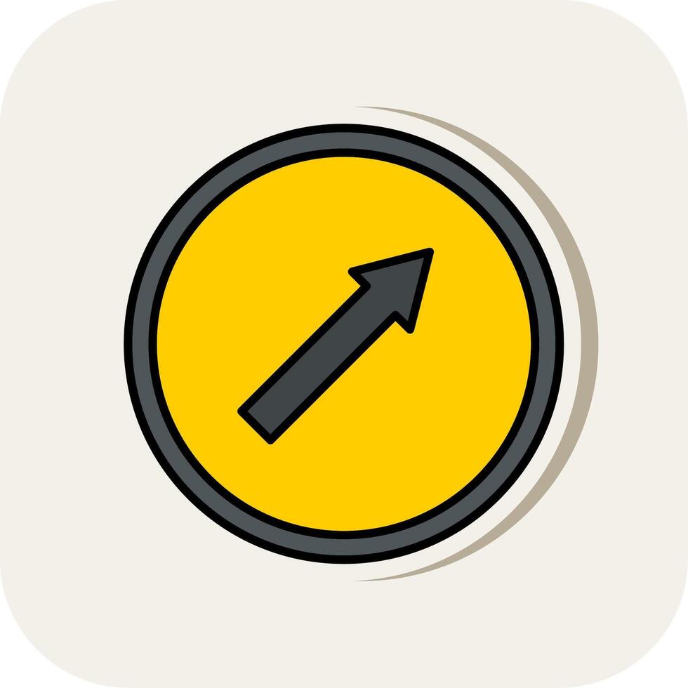 keep Right Line Filled White Shadow Icon vector