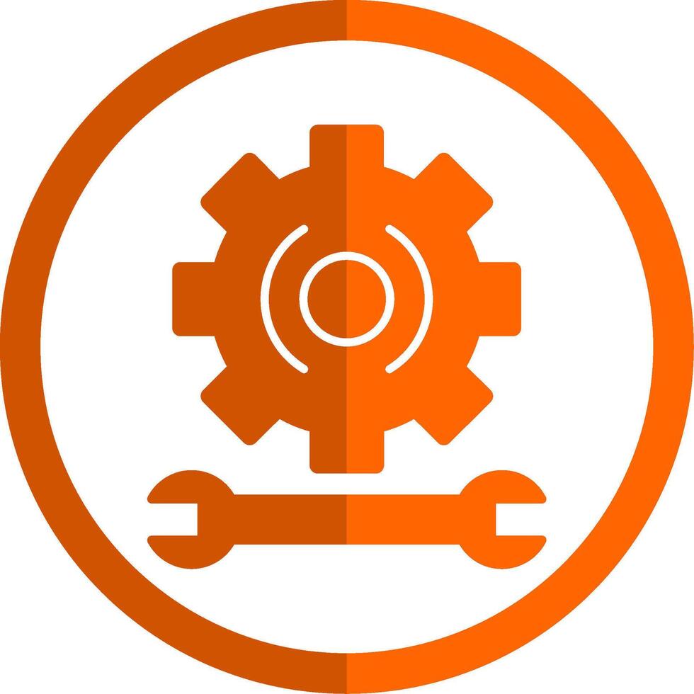 engranaje glifo naranja circulo icono vector