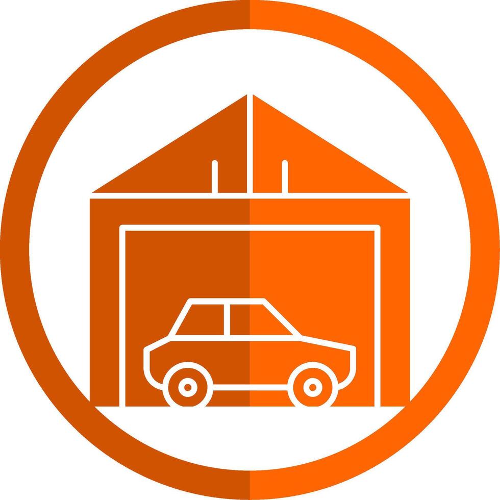 Garage Glyph Orange Circle Icon vector