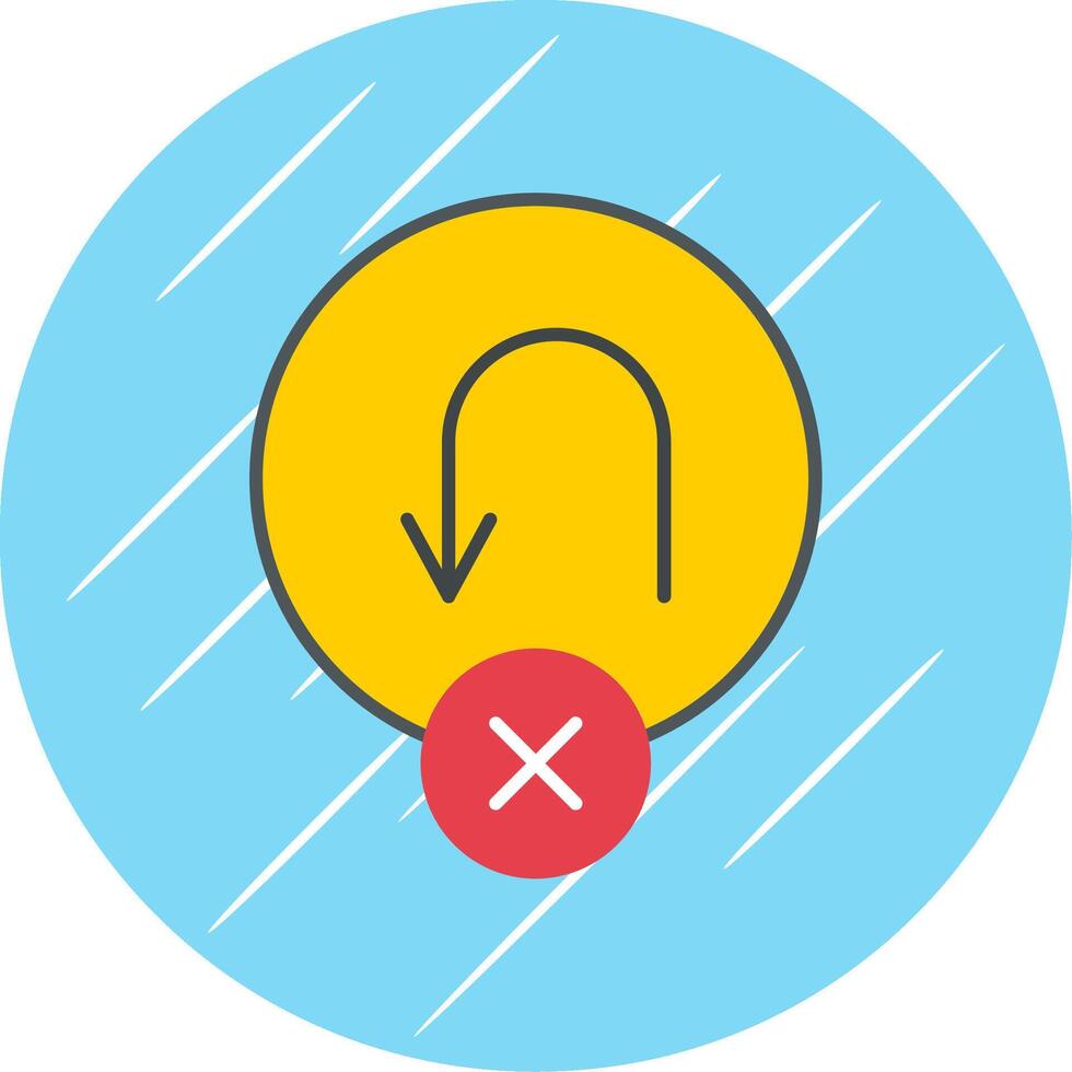 No tu giro plano azul circulo icono vector