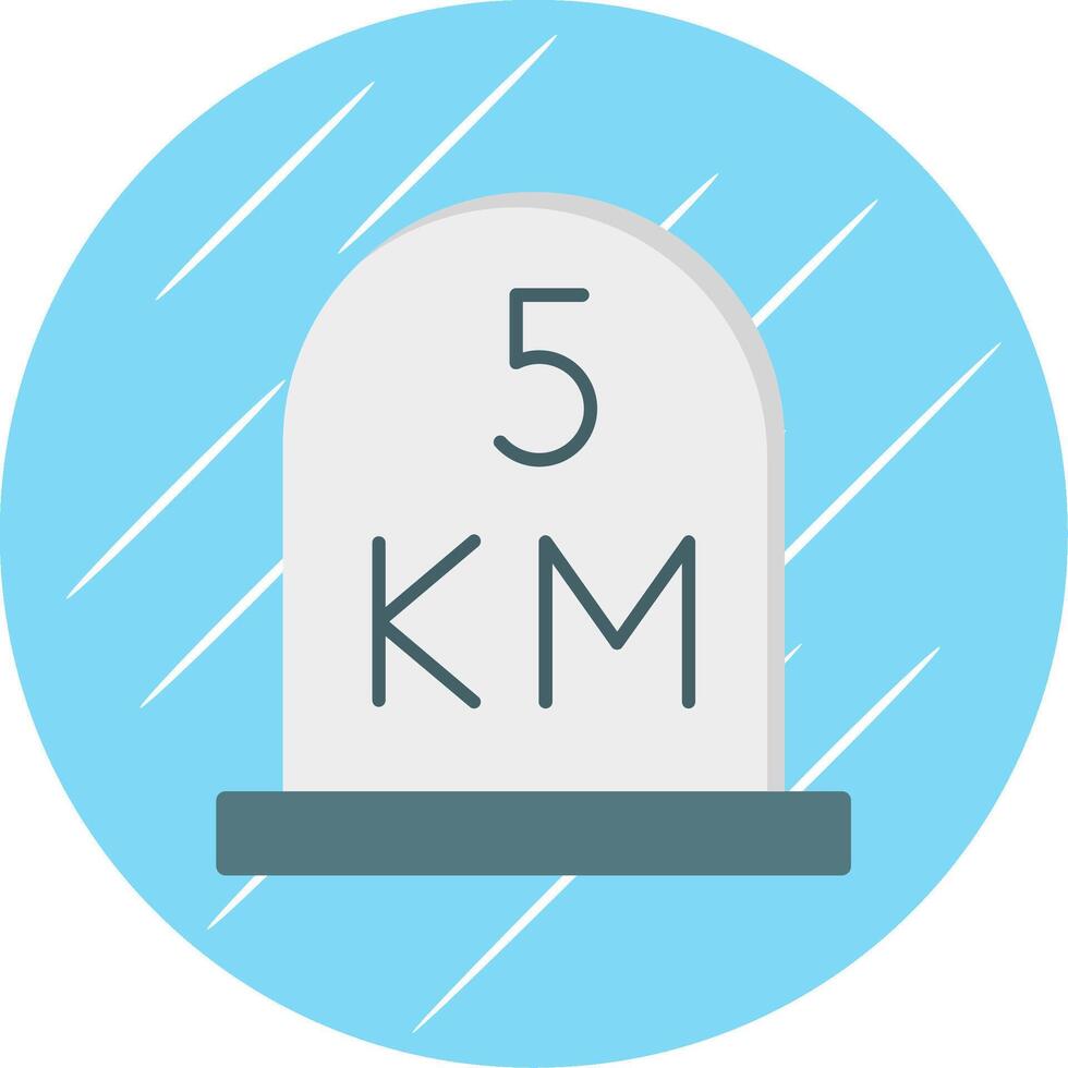 kilometer Flat Blue Circle Icon vector