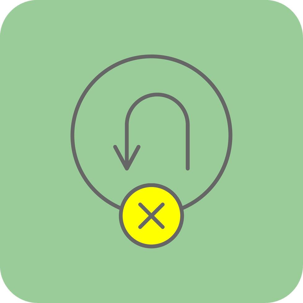No U Turn Filled Yellow Icon vector