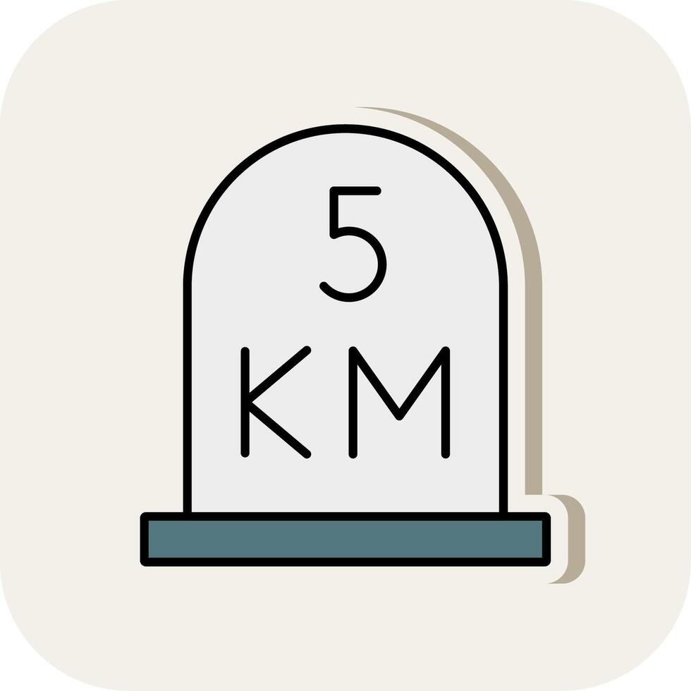 kilometer Line Filled White Shadow Icon vector