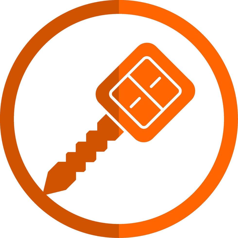 Car Key Glyph Orange Circle Icon vector