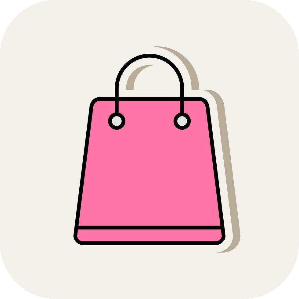 Shopping Bag Line Filled White Shadow Icon vector