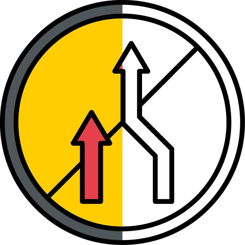 No Overtaking Filled Half Cut Icon vector