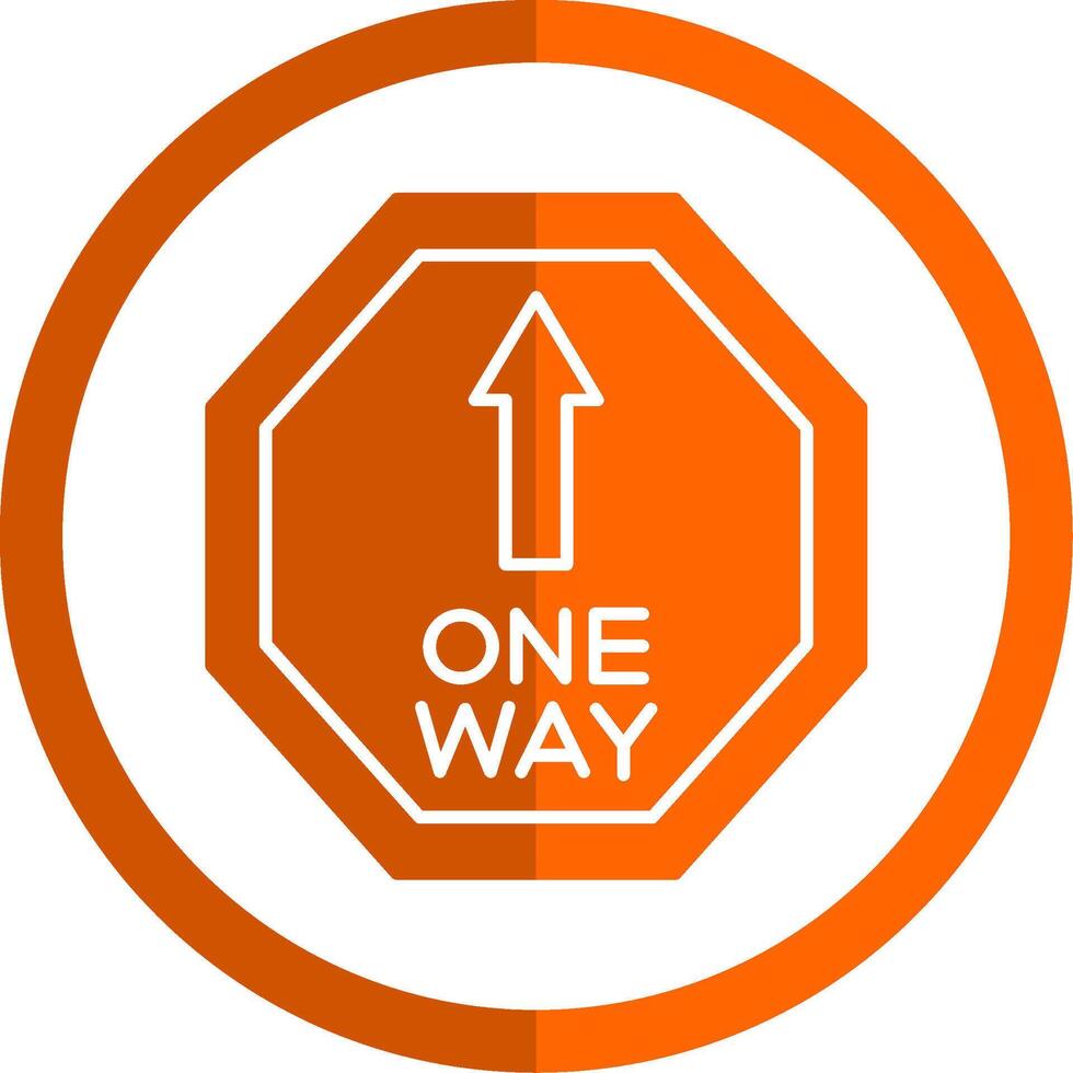 One Way Glyph Orange Circle Icon vector