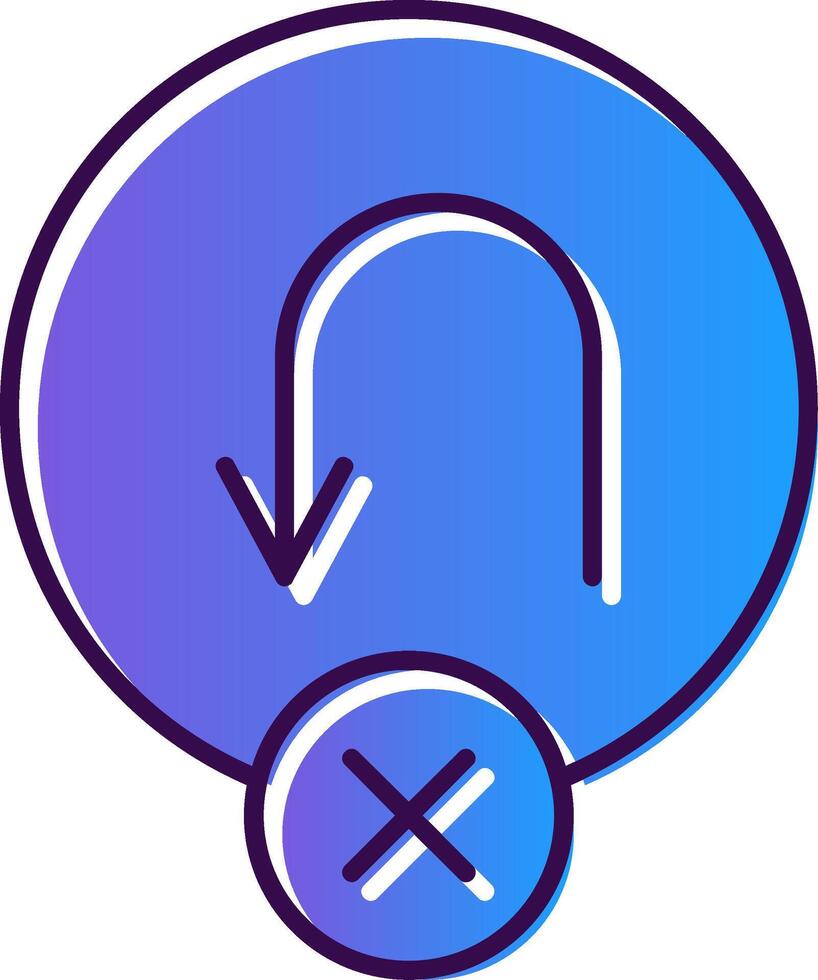 No U Turn Gradient Filled Icon vector