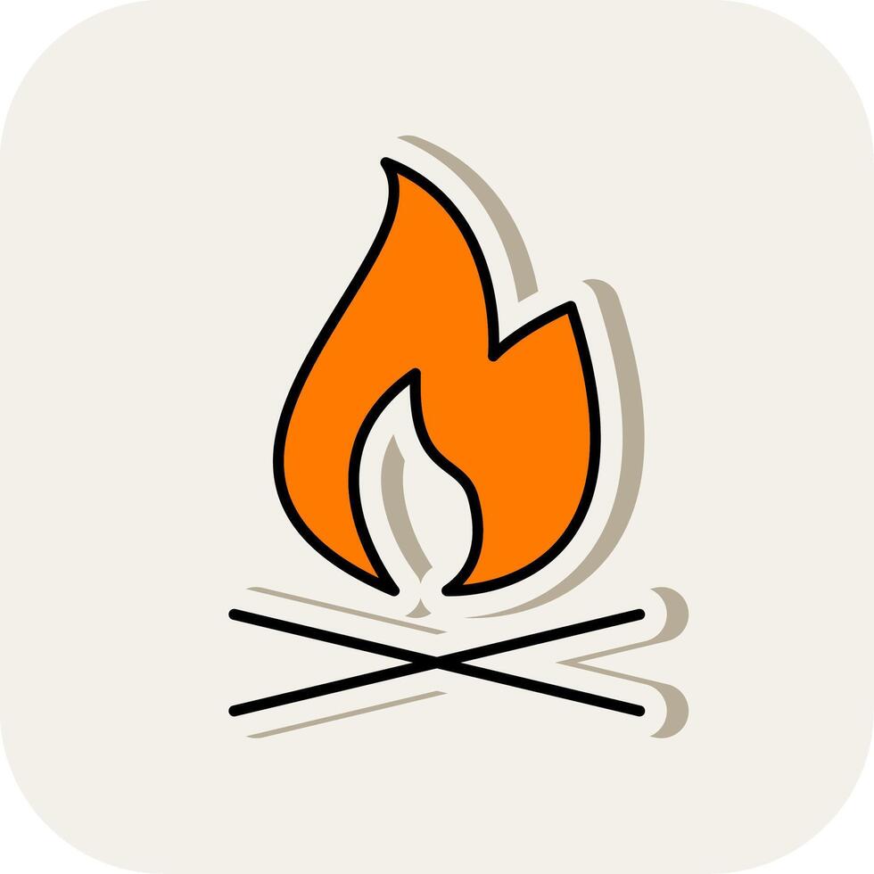 Fire Line Filled White Shadow Icon vector