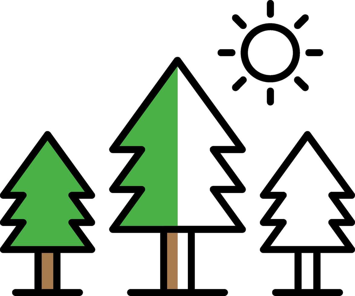 Pine Trees Filled Half Cut Icon vector