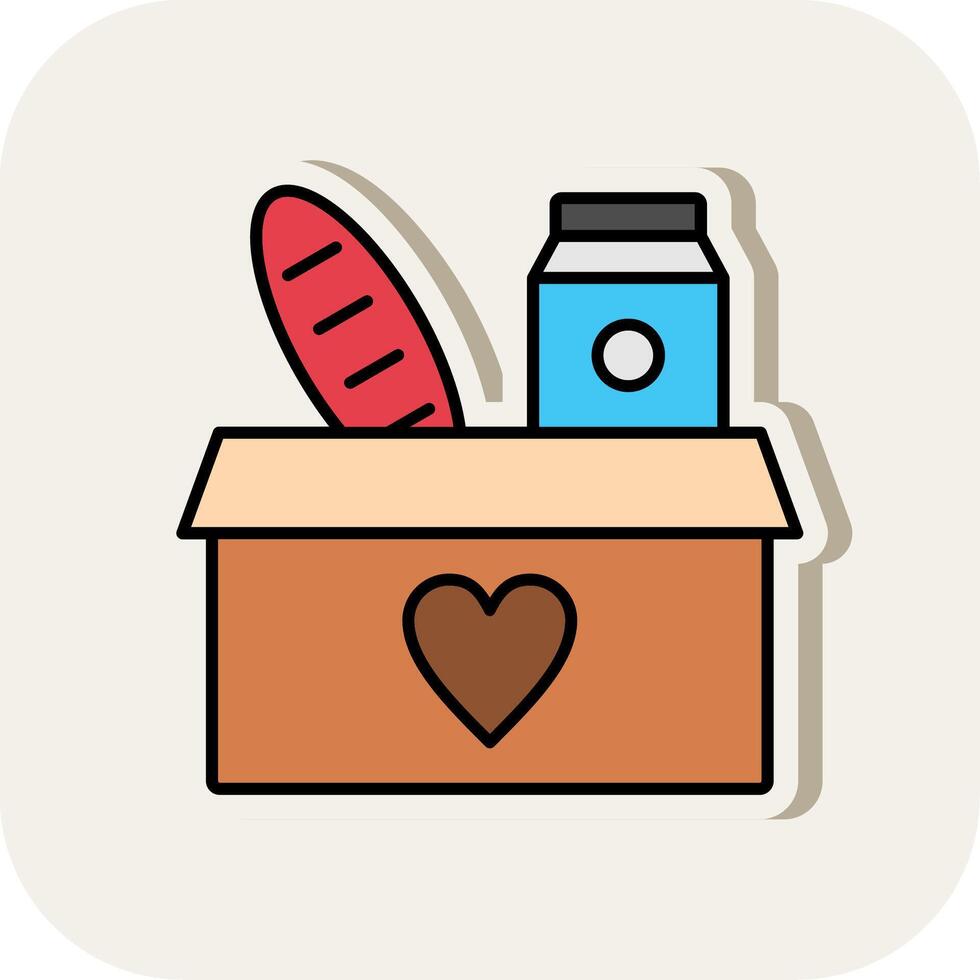 Food Donation Line Filled White Shadow Icon vector