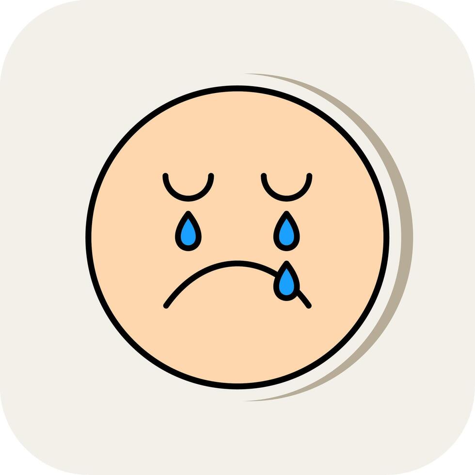 Crying Line Filled White Shadow Icon vector