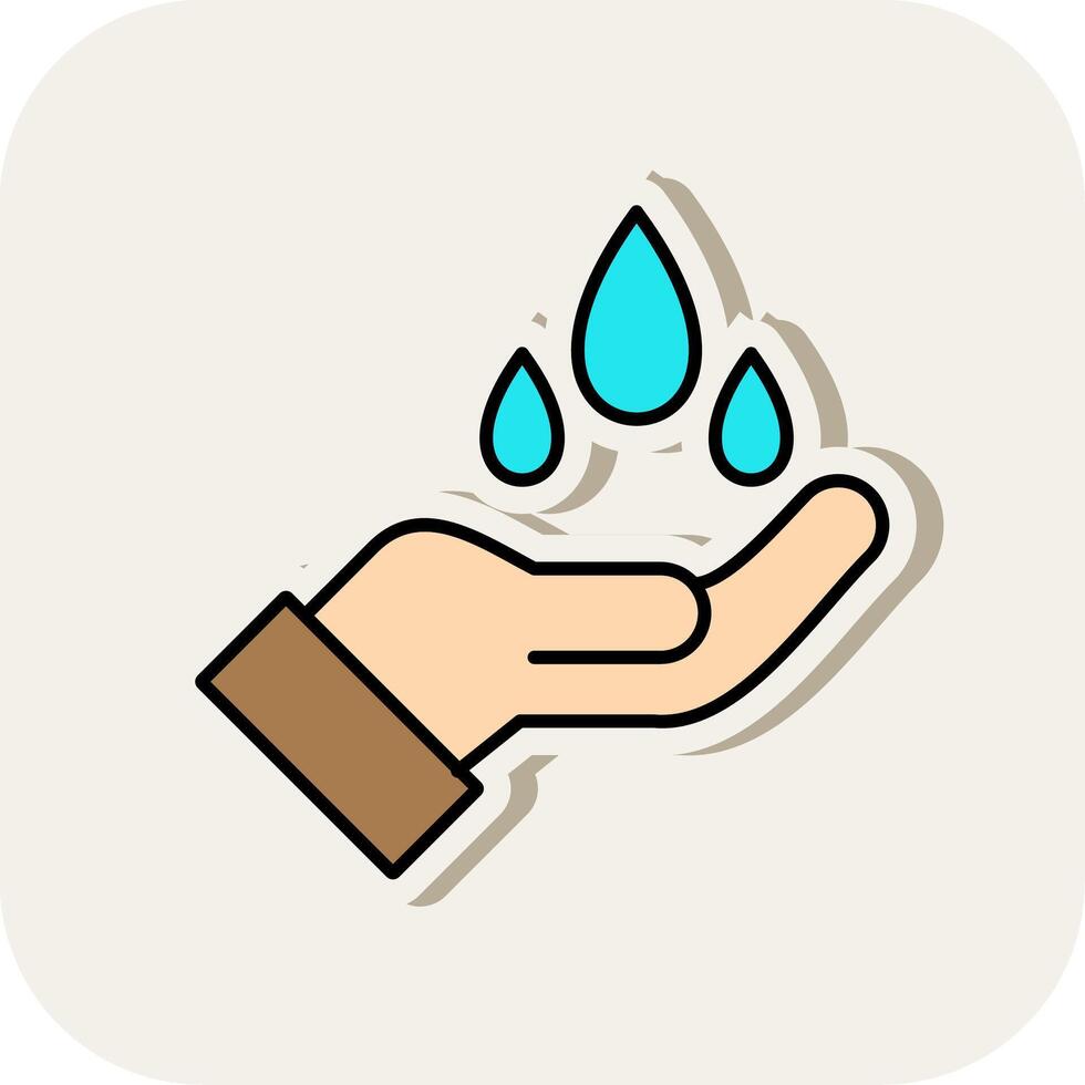 Save Water Line Filled White Shadow Icon vector