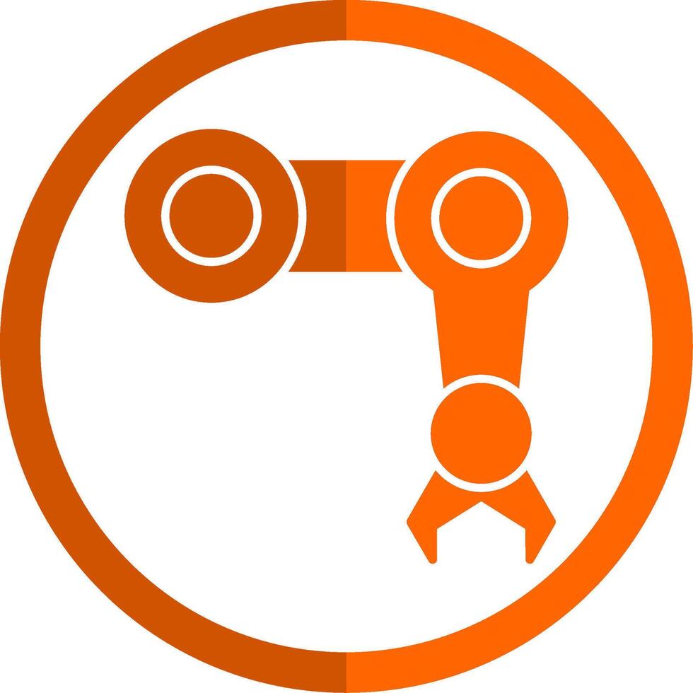 Mechanical Arm Glyph Orange Circle Icon vector