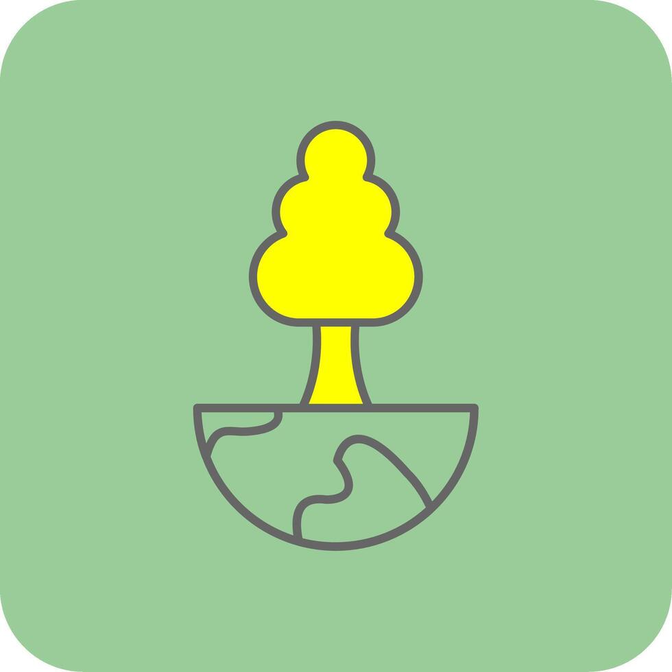 World Tree Filled Yellow Icon vector