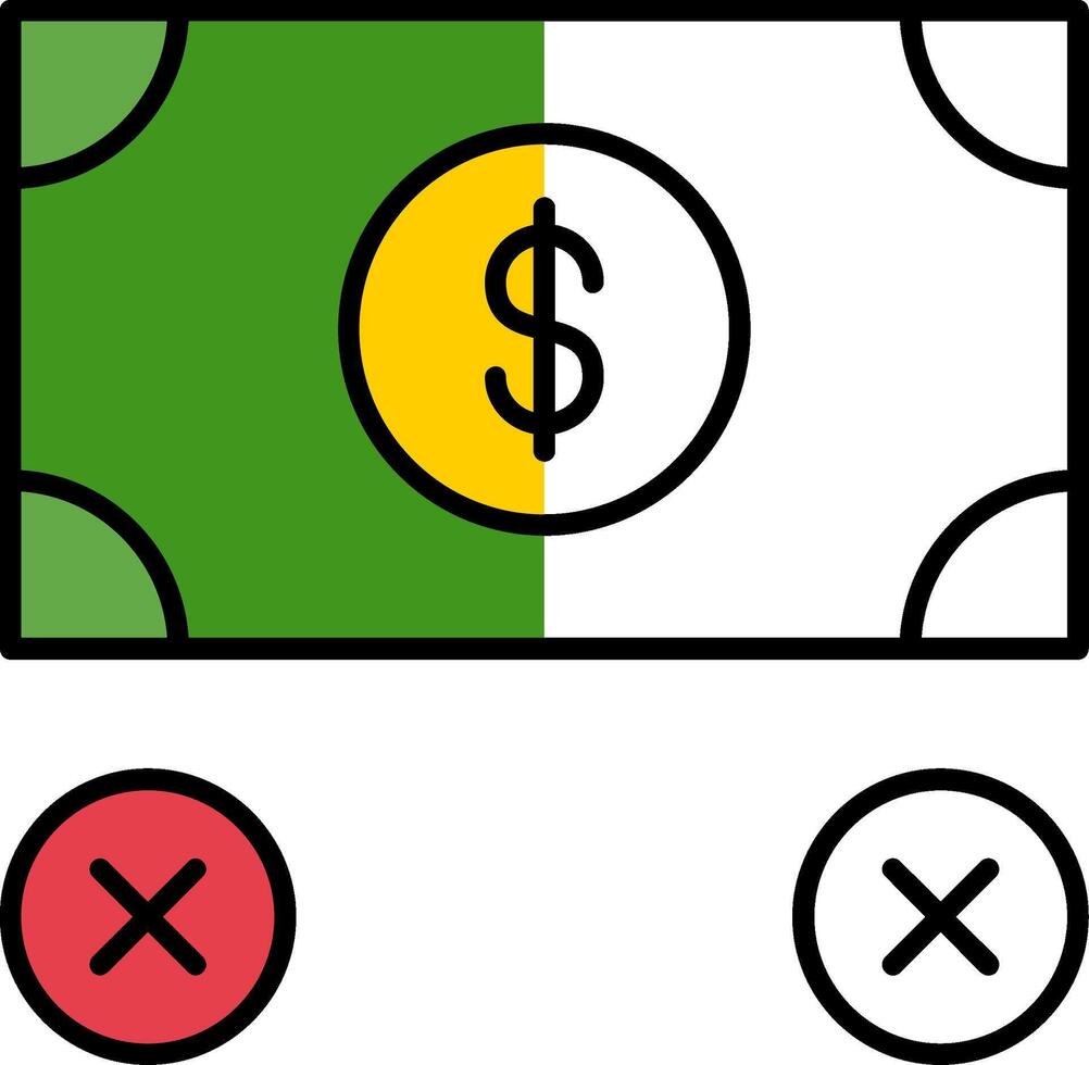 No Money Filled Half Cut Icon vector