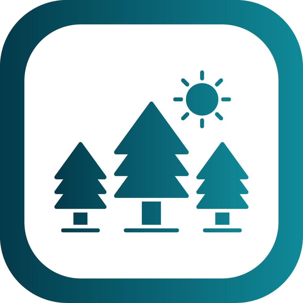 Pine Trees Glyph Gradient Round Corner Icon vector