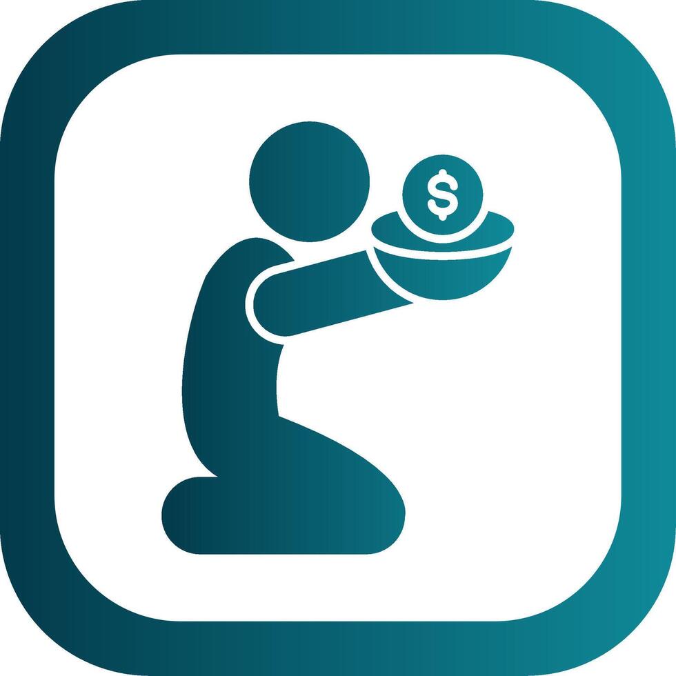 Poverty Glyph Gradient Round Corner Icon vector