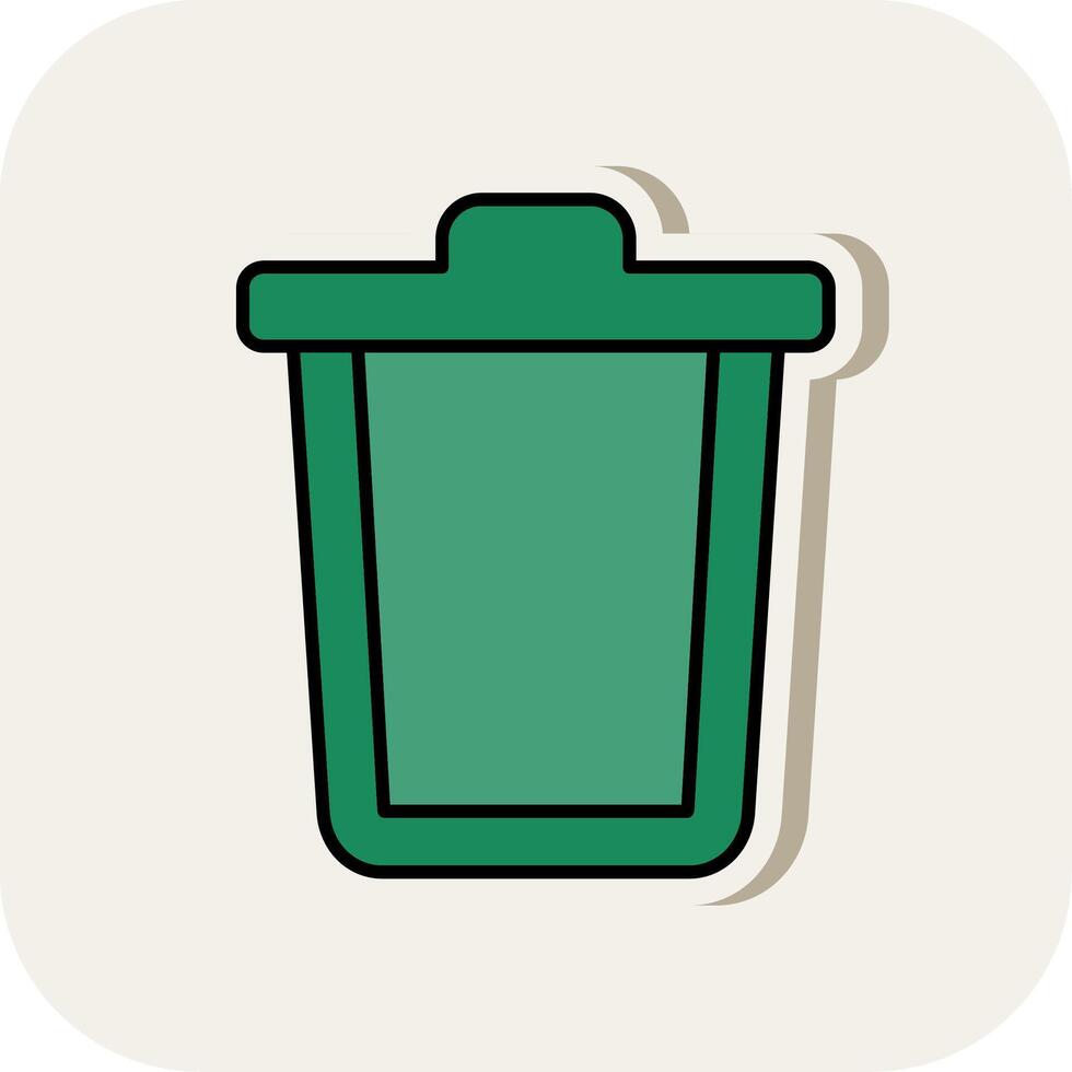 Trash Can Line Filled White Shadow Icon vector