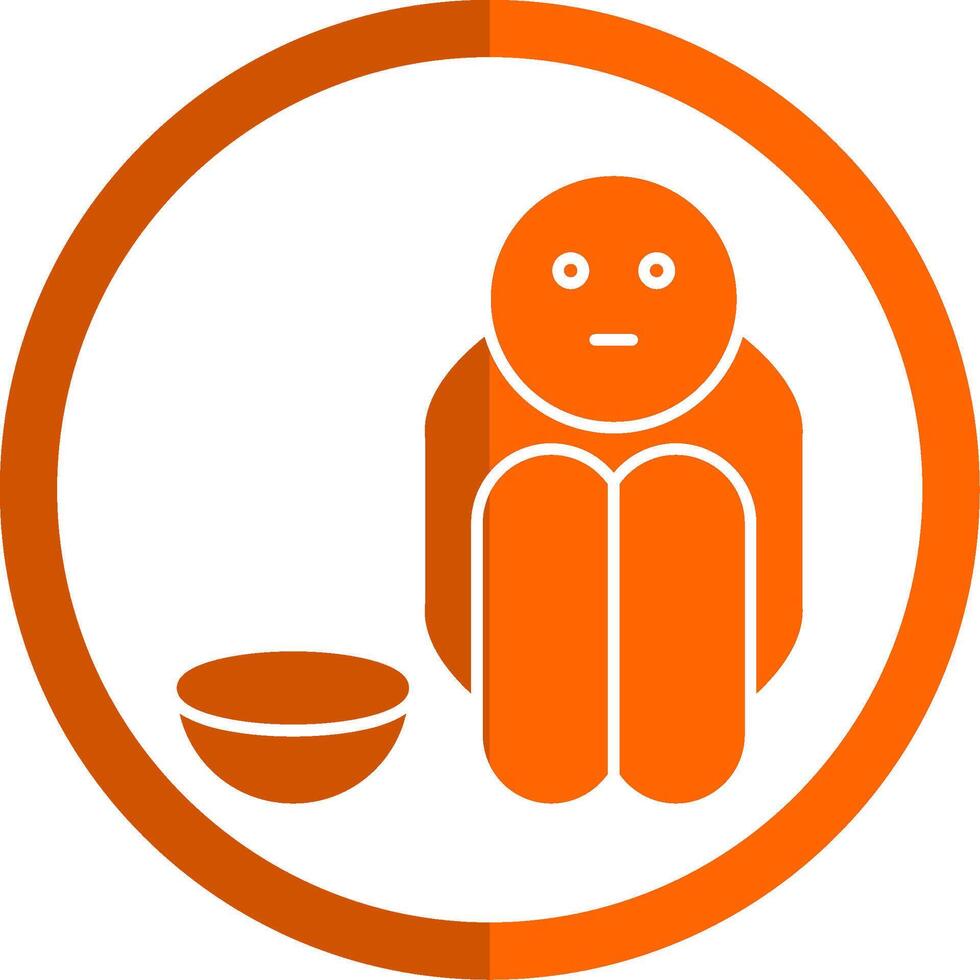 hambre glifo naranja circulo icono vector