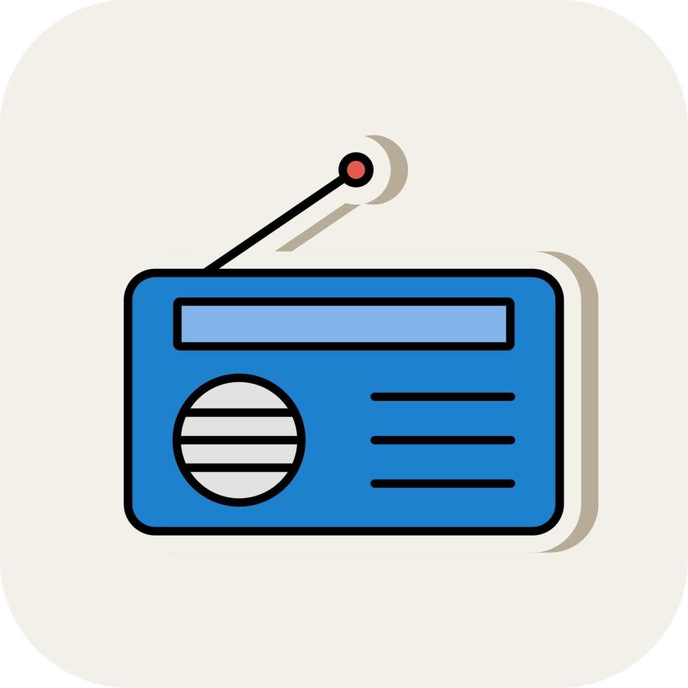 Radio Line Filled White Shadow Icon vector