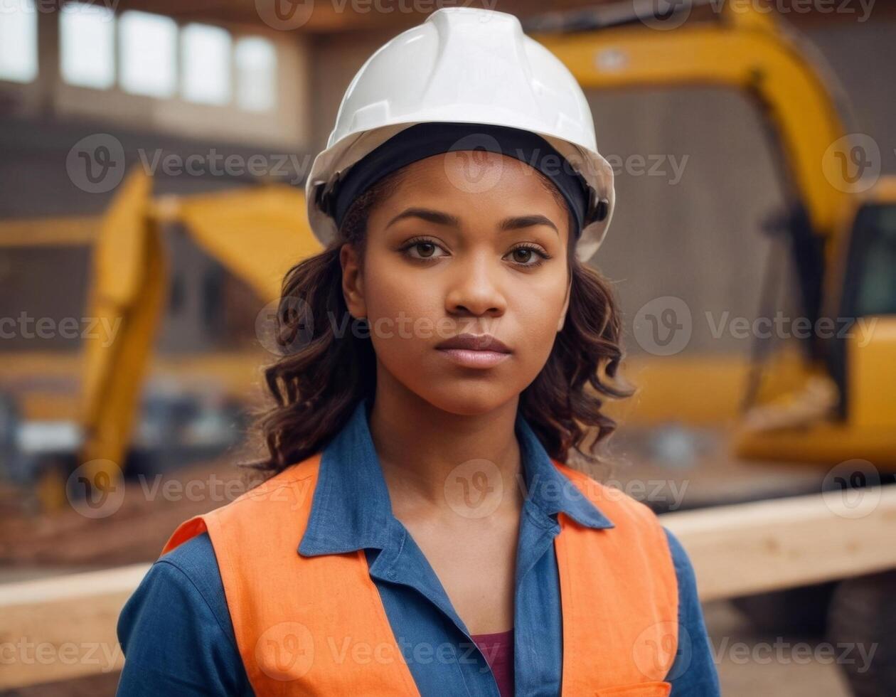 Woman in a white helmet. photo