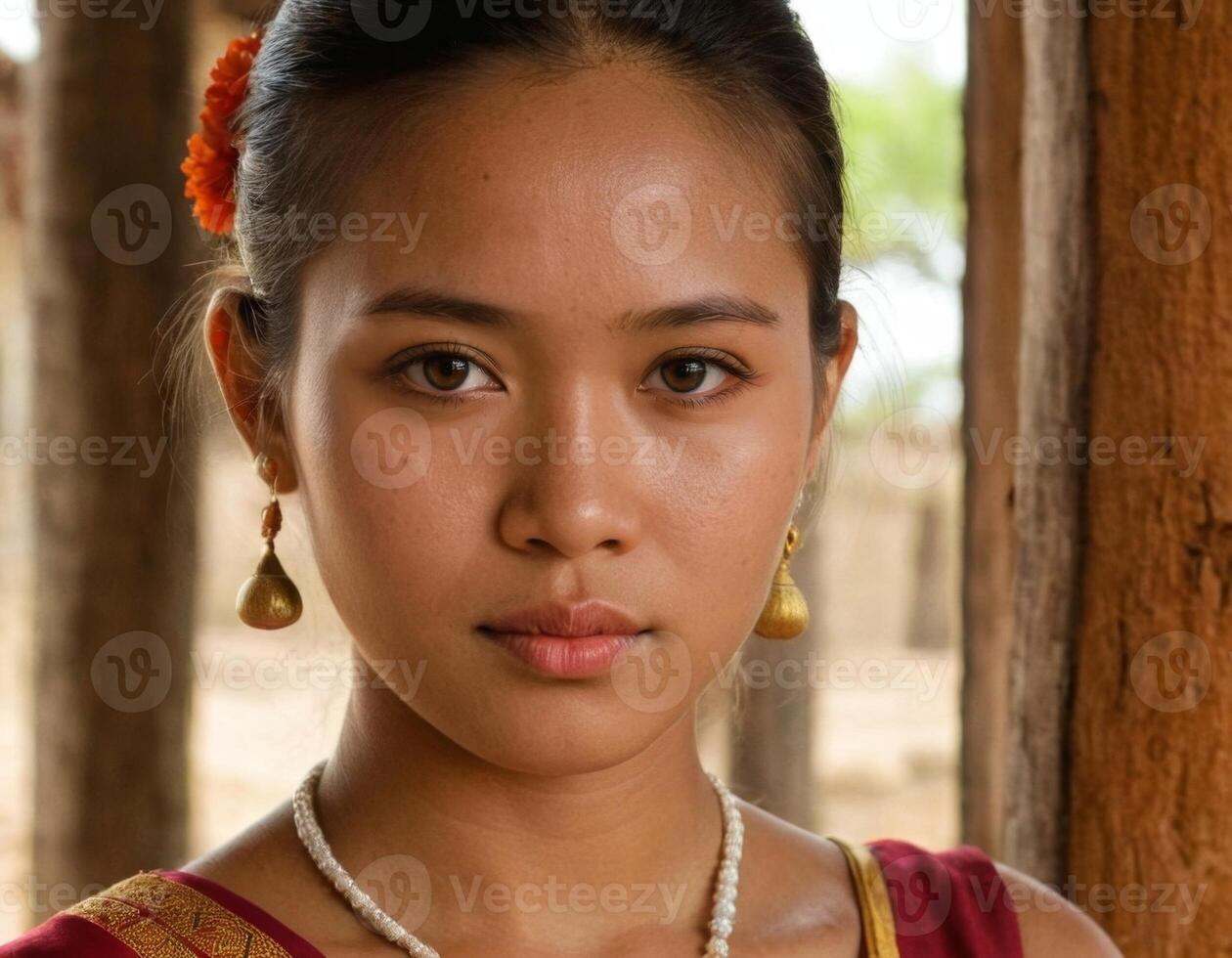 camboyano belleza con joyas. foto