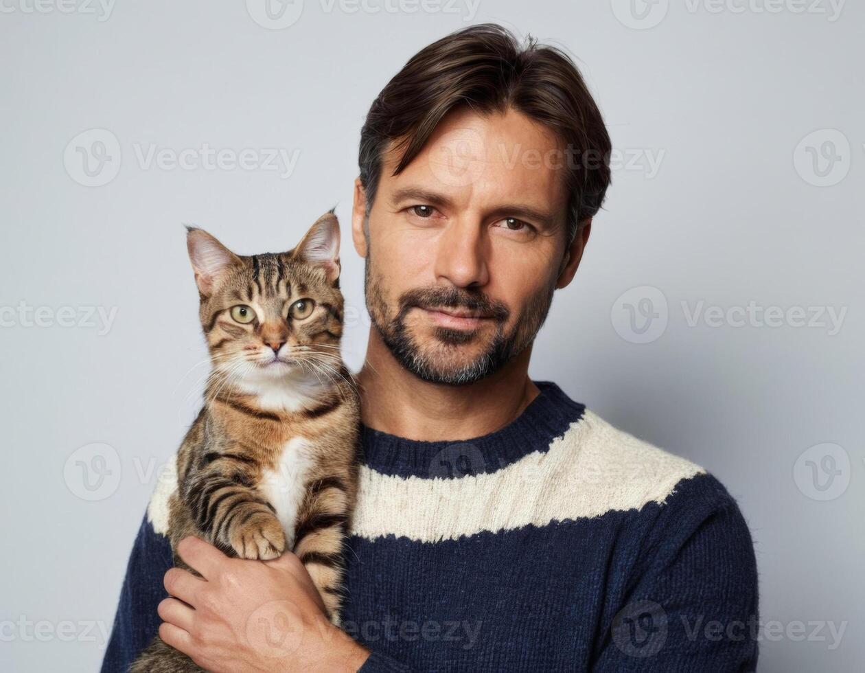 Friendship between man and cat. photo