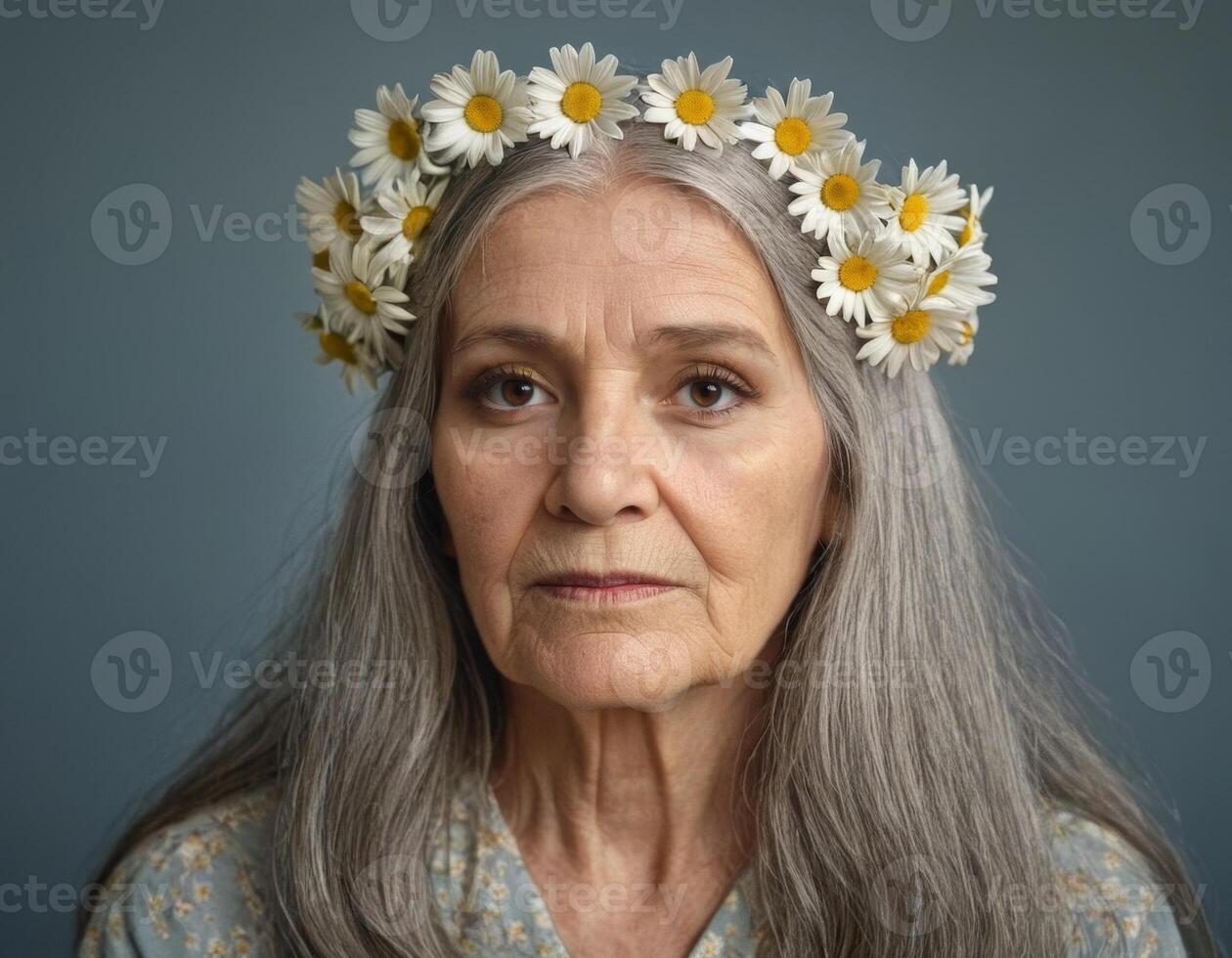 Old woman in a vest. photo