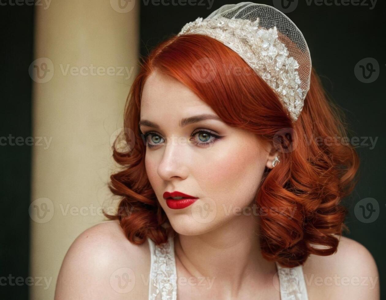 Portrait of a red-haired bride. photo