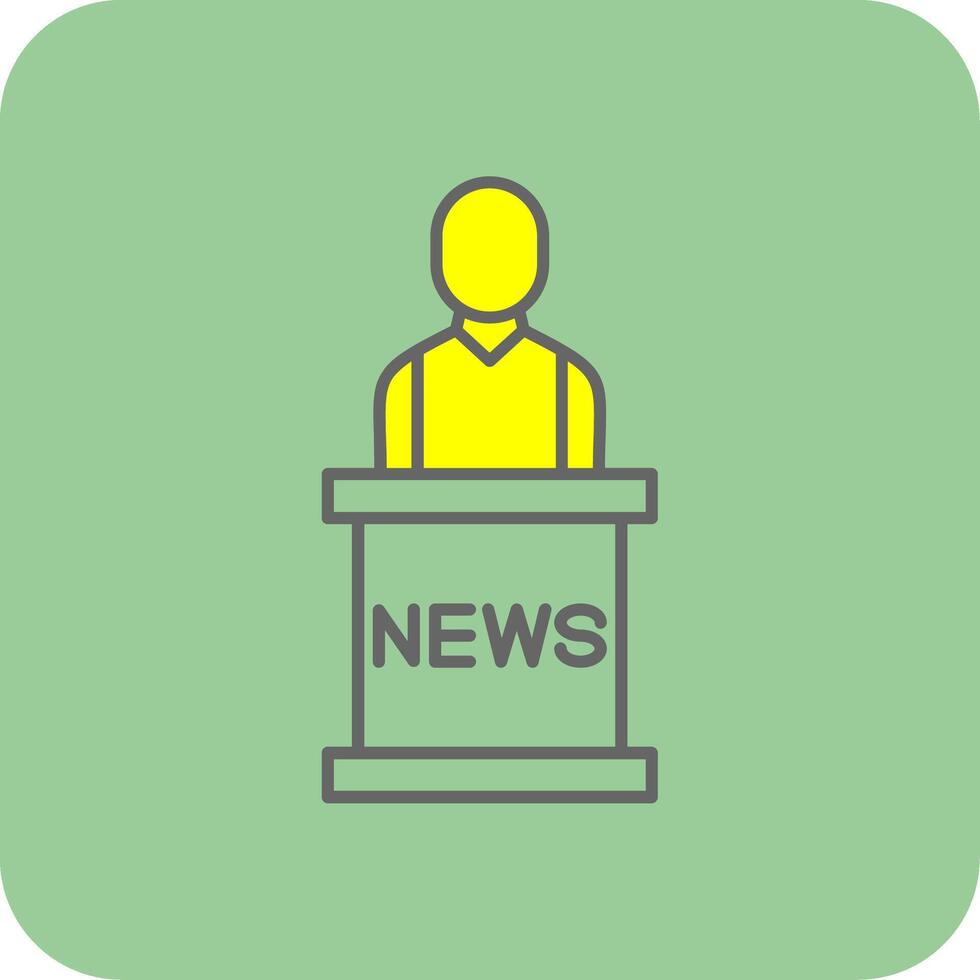 News Anchor Filled Yellow Icon vector