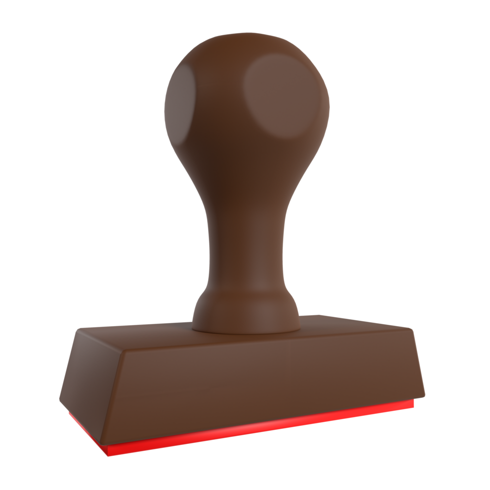 a rubber stamp with a brown base and red stamp png