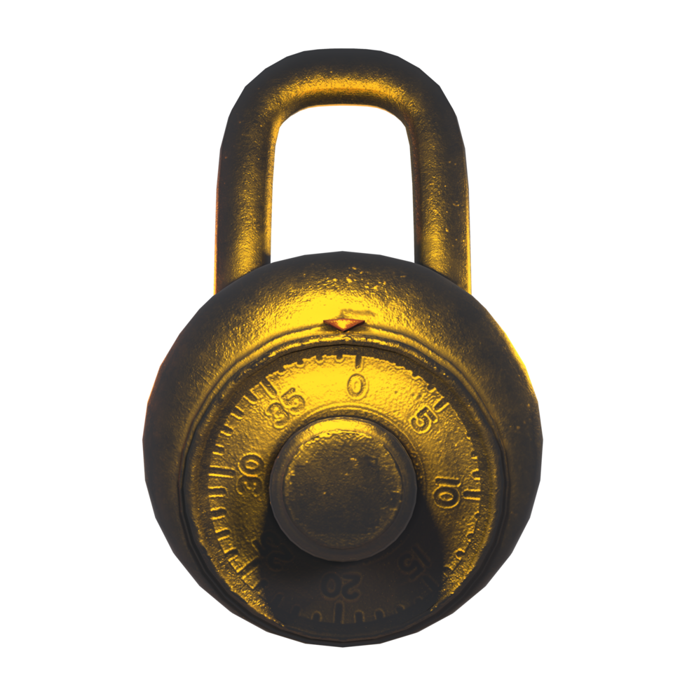 a golden lock with a combination lock on it png