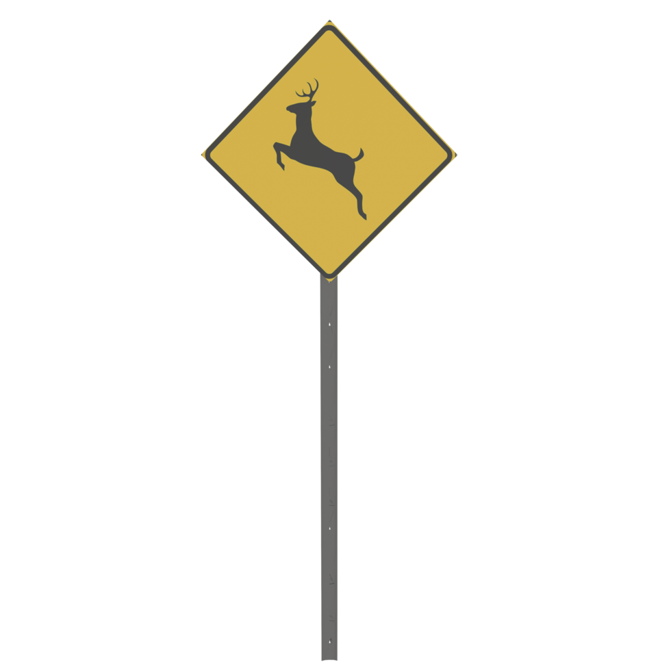 a deer crossing sign on a pole png
