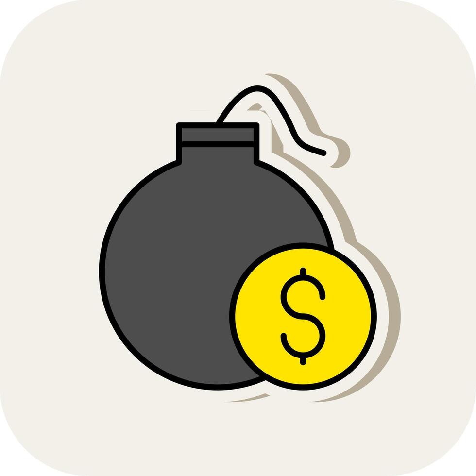 Debt Line Filled White Shadow Icon vector