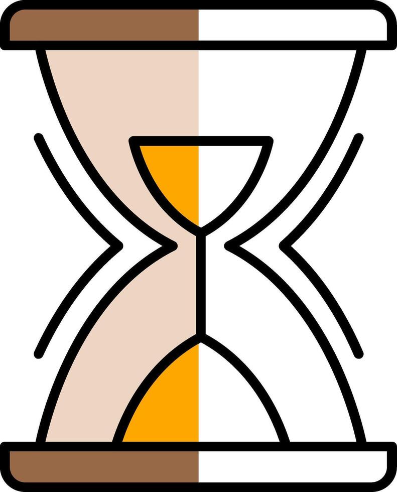 reloj de arena lleno medio cortar icono vector