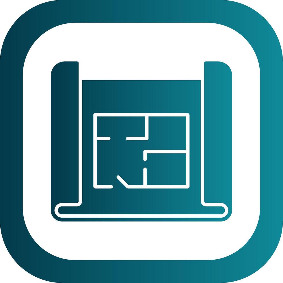 Blue Print Glyph Gradient Round Corner Icon vector