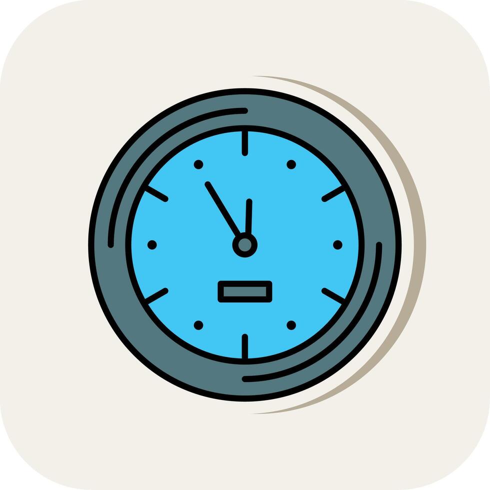 Wall Clock Line Filled White Shadow Icon vector