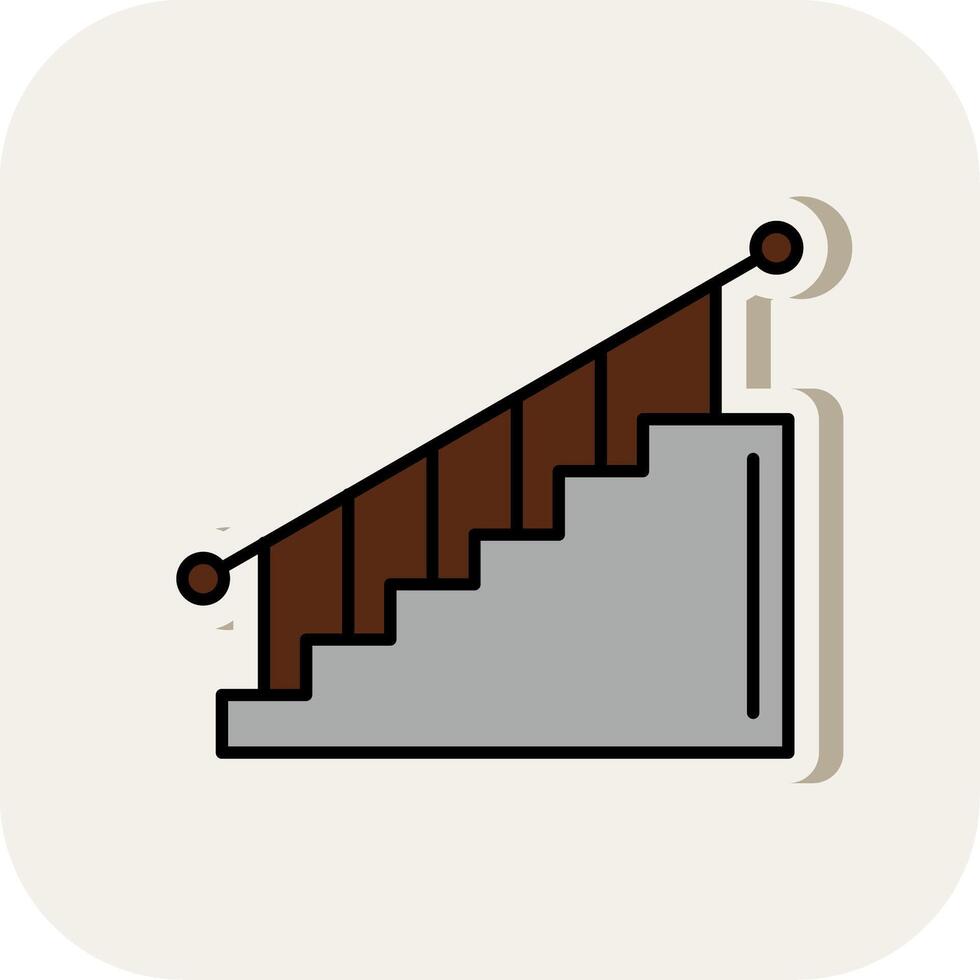 Stair Line Filled White Shadow Icon vector