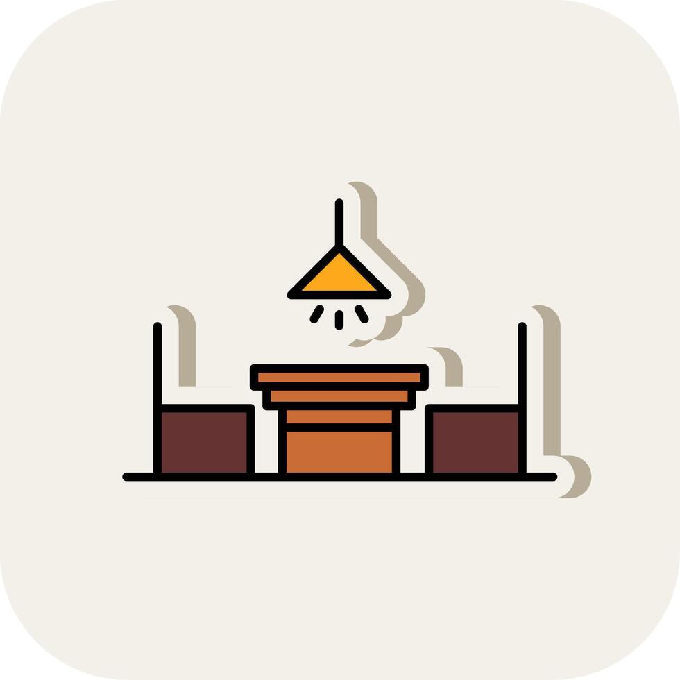 Kitchen Table Line Filled White Shadow Icon vector