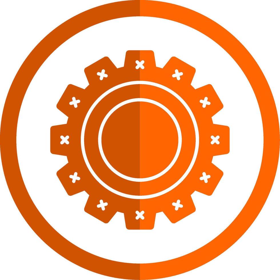 rueda dentada glifo naranja circulo icono vector